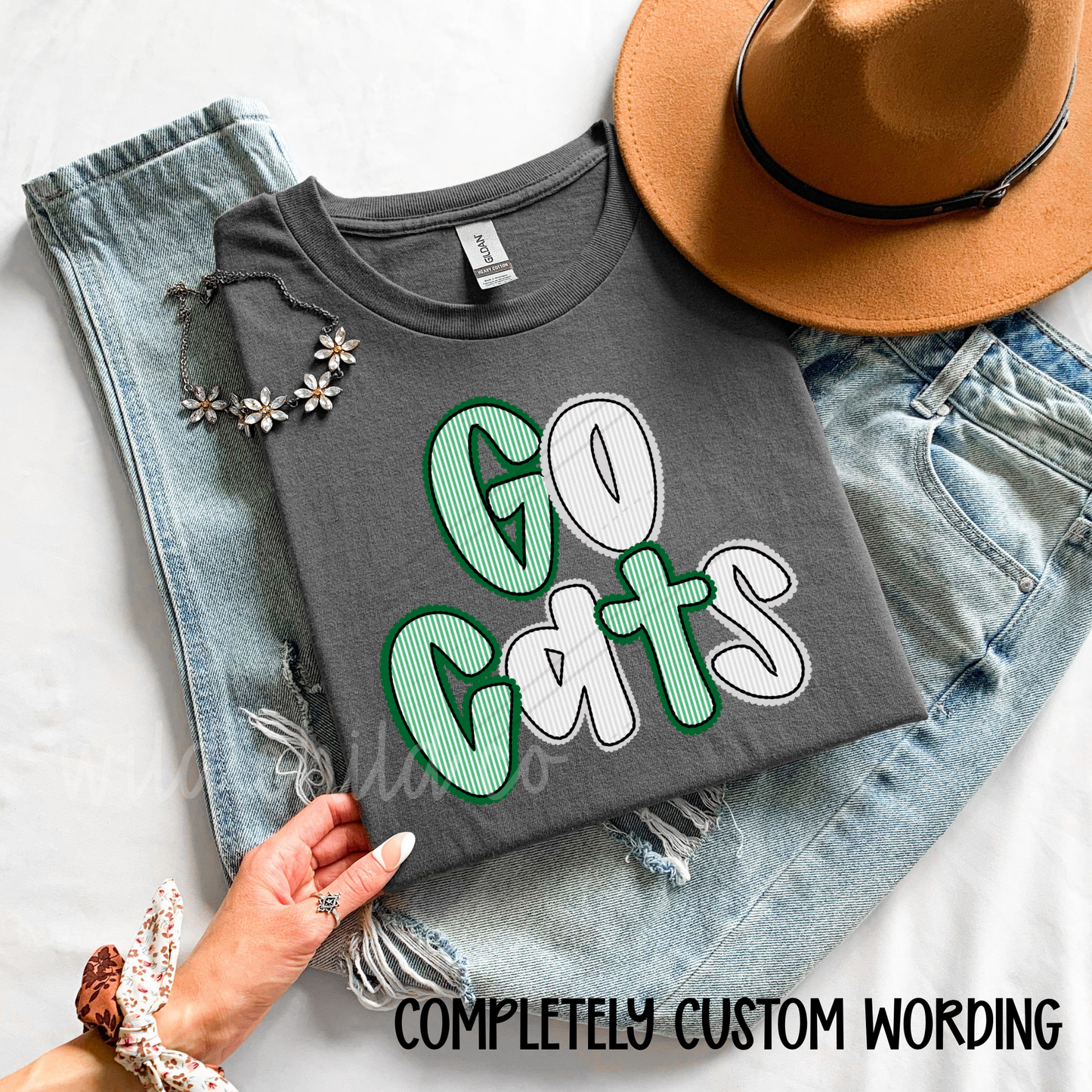 Go Cats Seersucker Custom Alpha - can say anything
