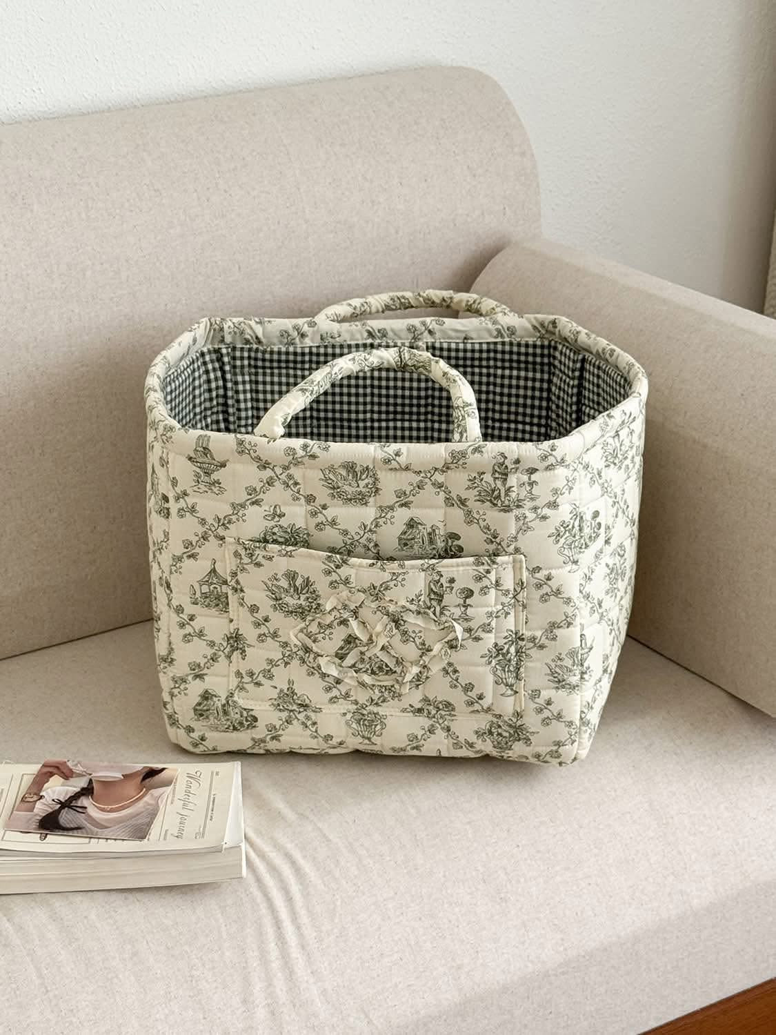 Quilted Cotton Floral Storage Baskets