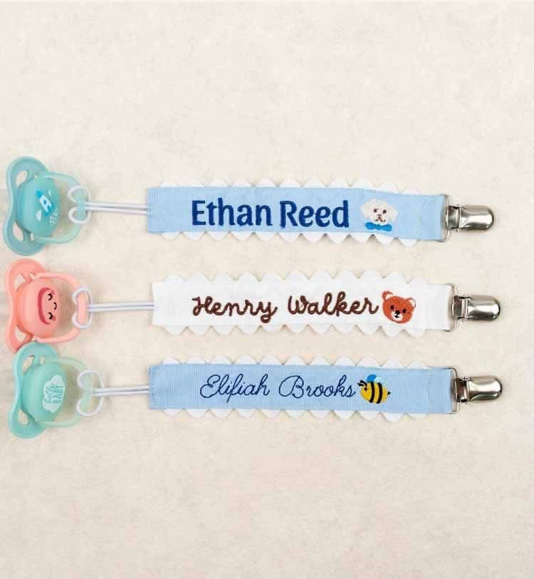 Custom Embroidered Name Pacifier Clip