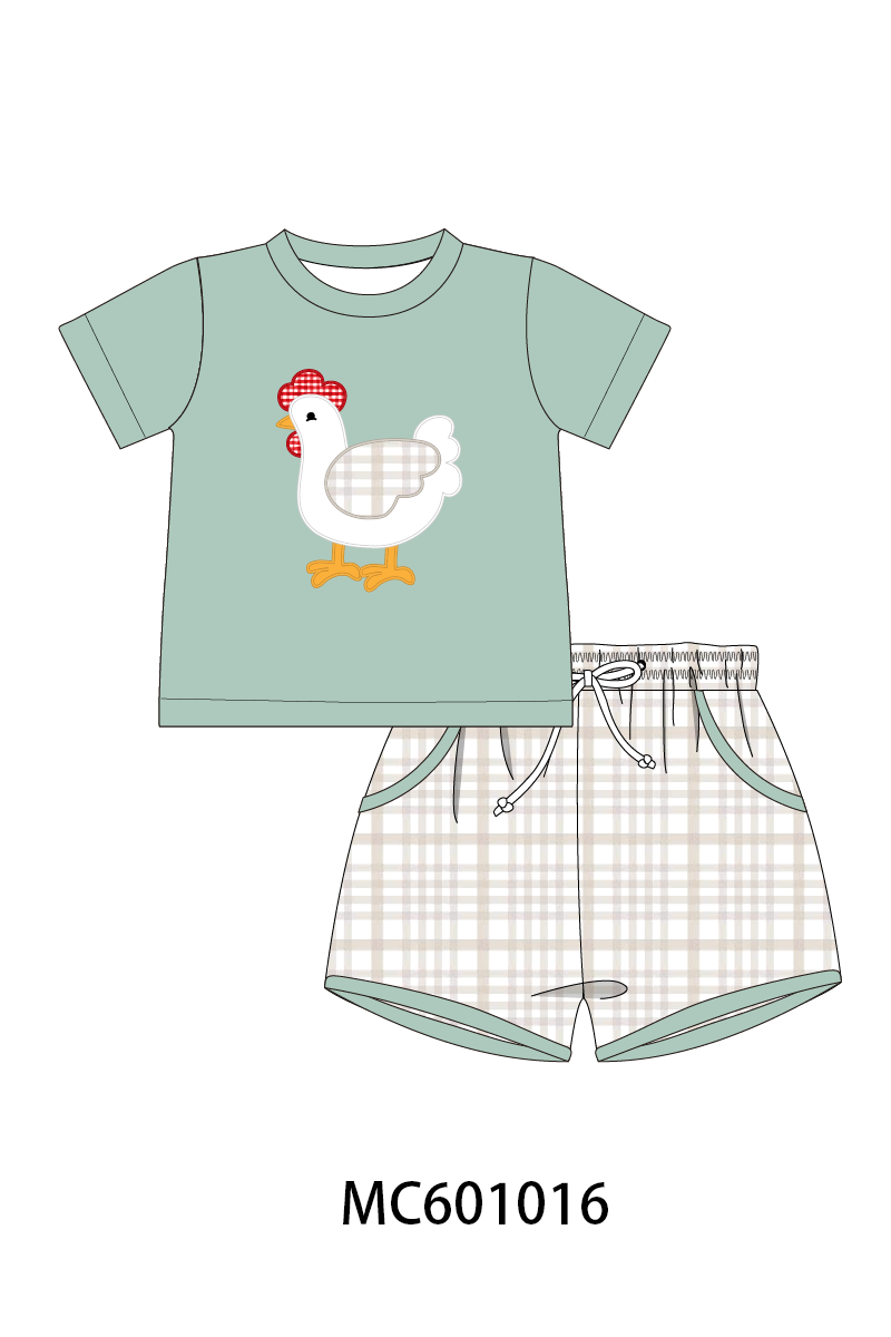 PO79 Sage farm chicken applique floral collection