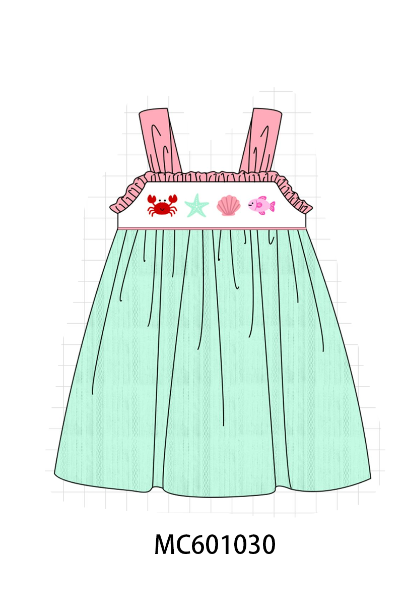 PO79 Green marine creature embroidery collection