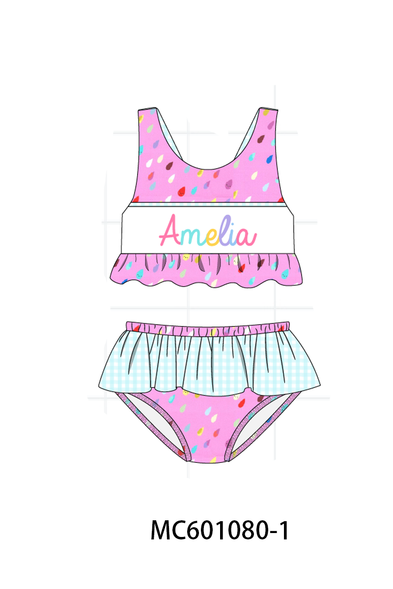 PO79 Blue colorful monogram smocked gingham collection