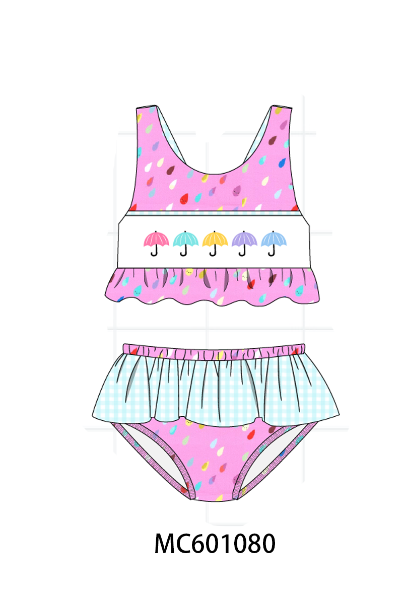 PO79 Blue colorful umbrellas gingham collection