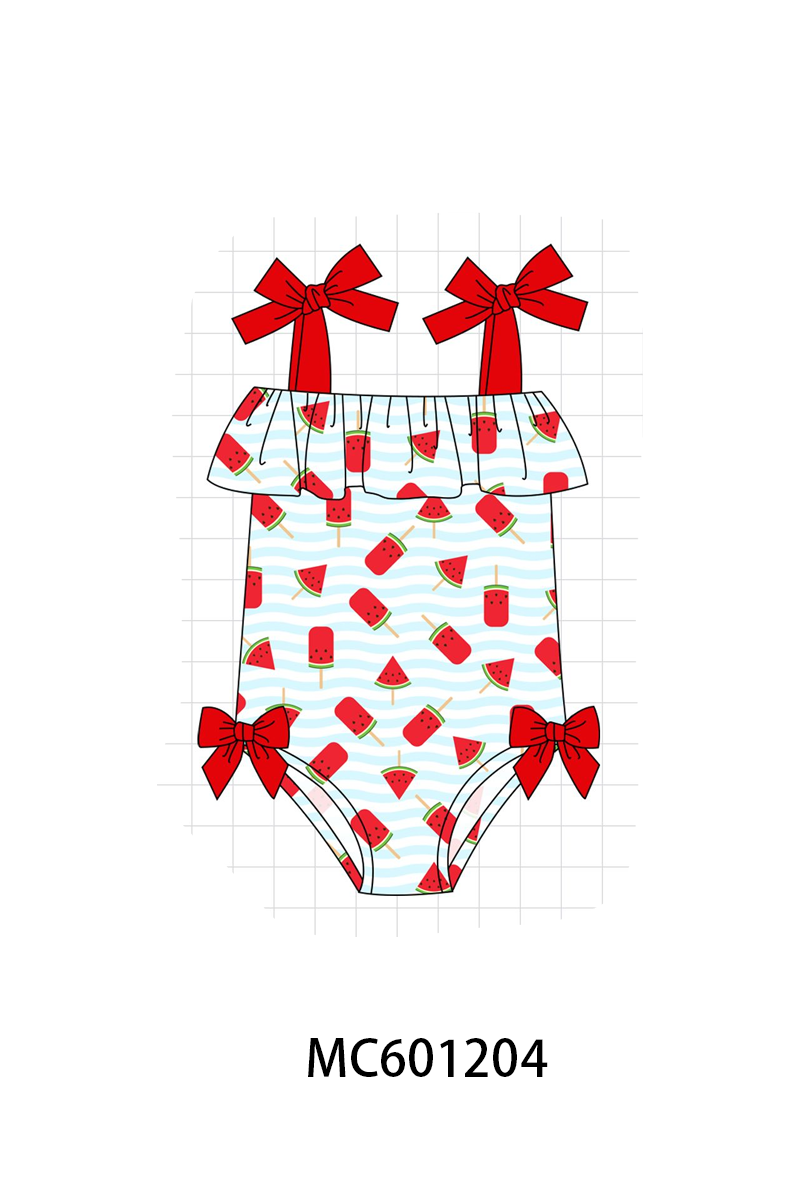 PO79 Red watermelon print stripe swimsuit collection