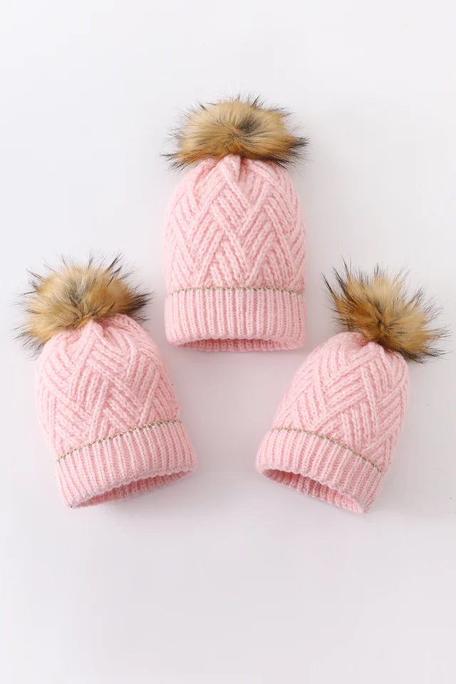 Pink Cross Cable Hat