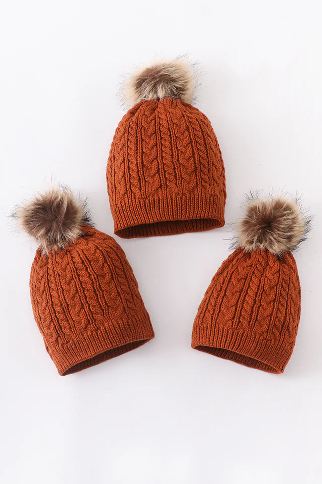 Rust Cross Cable Hat