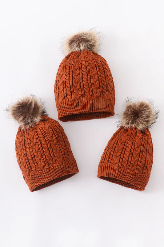 Rust Cross Cable Hat