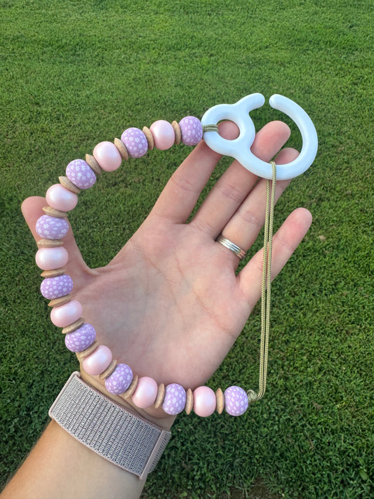 Purple Floral Stroller Clip