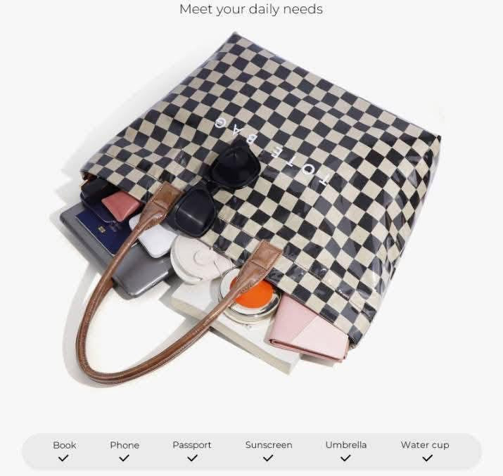 Checker PVC Tote Bags