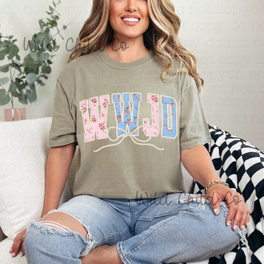 WWJD Floral  - leave shirt color in comments at checkout