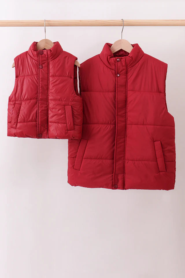 Mama & Mini Puffer Vest - Maroon