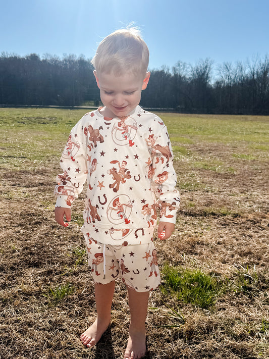 Kids Waffle Long Sleeve + Shorts Set