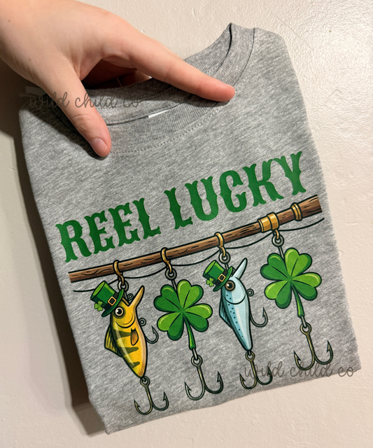 Reel Lucky - leave shirt color in comments at checkout
