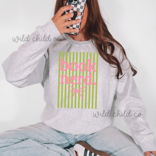 Book Nerd Green/Pink   - leave shirt color in comments at checkout