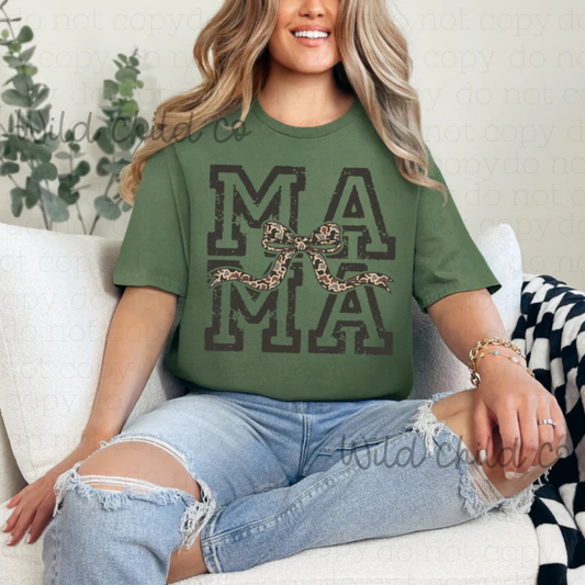 Mama leopard Bow - leave shirt color in comments at checkout