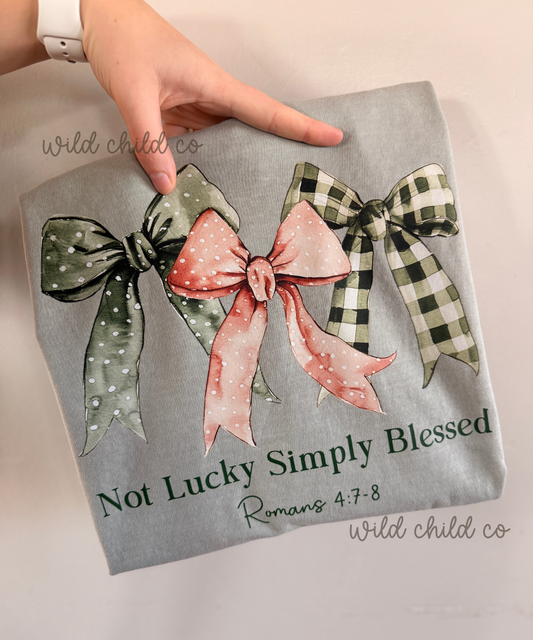 Not lucky Simply Blessed  - leave shirt color in comments at checkout
