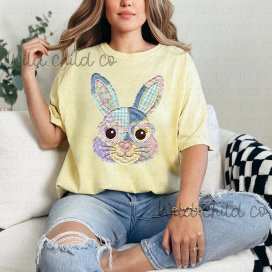 patchwork bunny - leave shirt color in comments at checkout