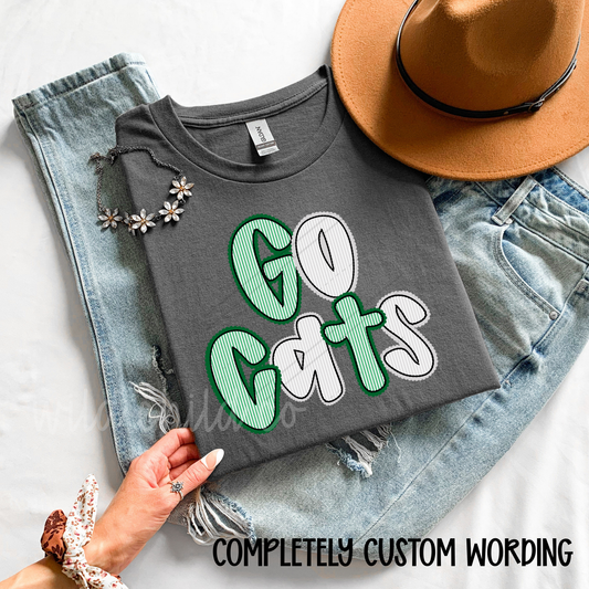 Go Cats Seersucker Custom Alpha - can say anything