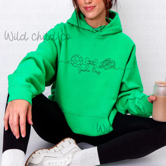 Game Day Soccer Sketch Blk - leave shirt color in comments at checkout