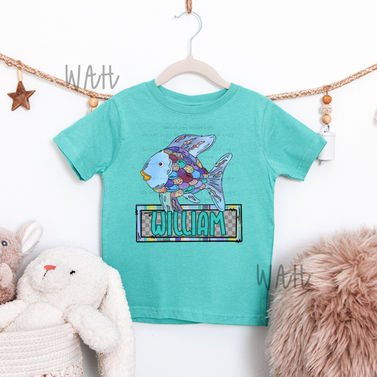 Rainbow Fish Custom - bold- leave shirt color in comments at checkout