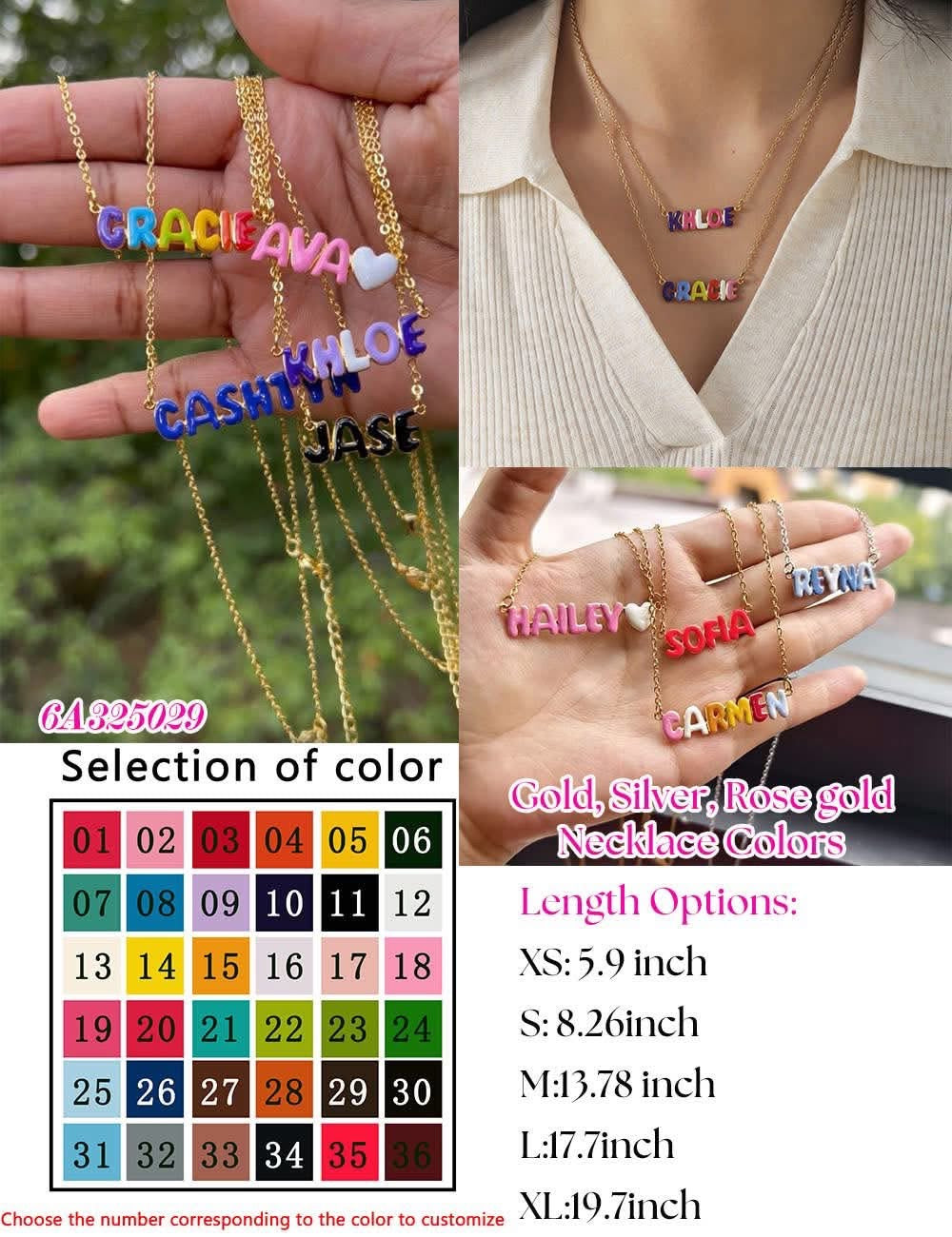 Colored Bubble Letter Necklace