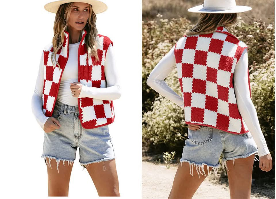 Checker Fleece Vest