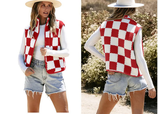 Checker Fleece Vest