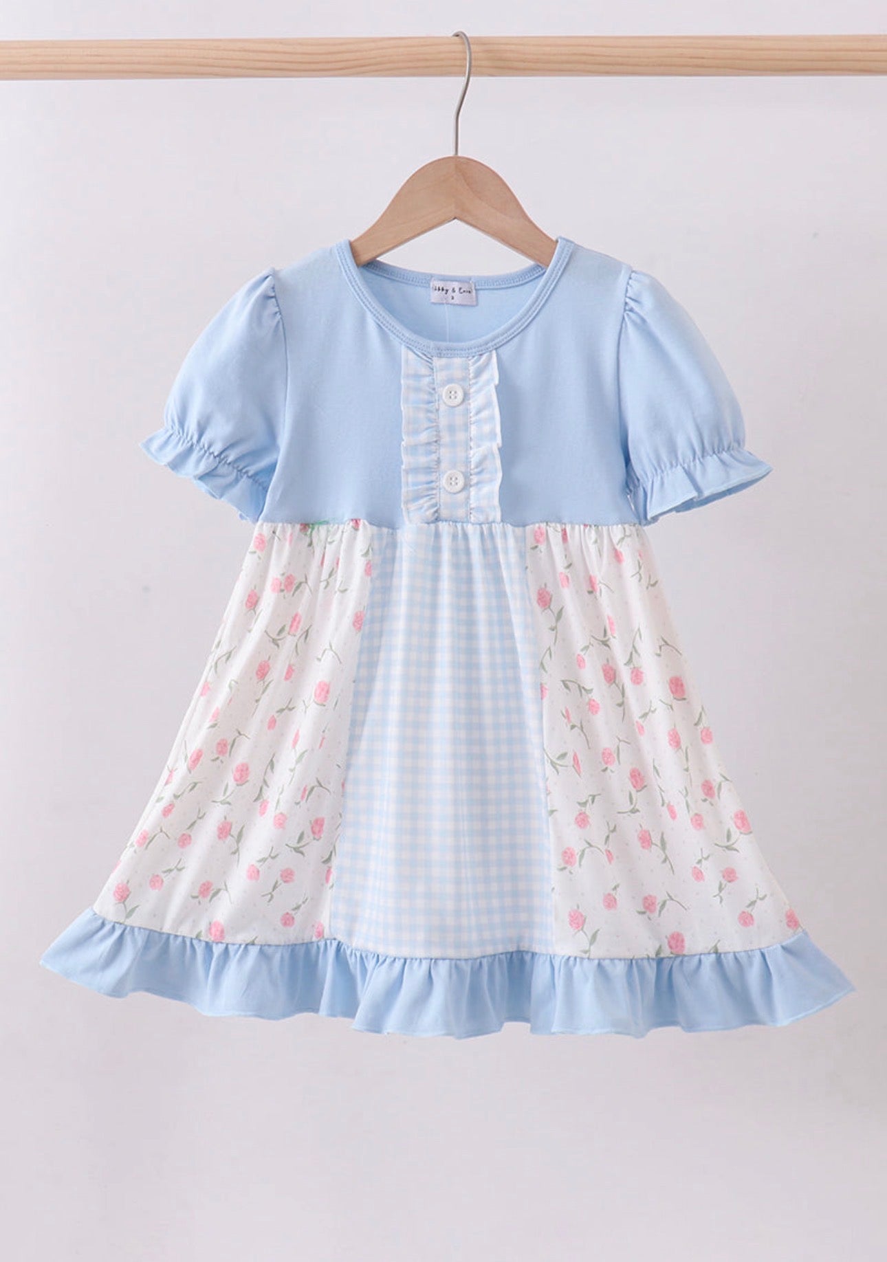 Blue Floral Ruffle Dress