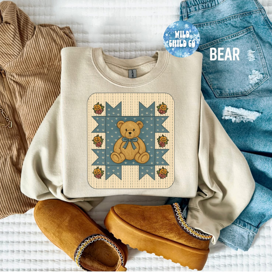 Bear Quilt - leave shirt color in comments at checkout