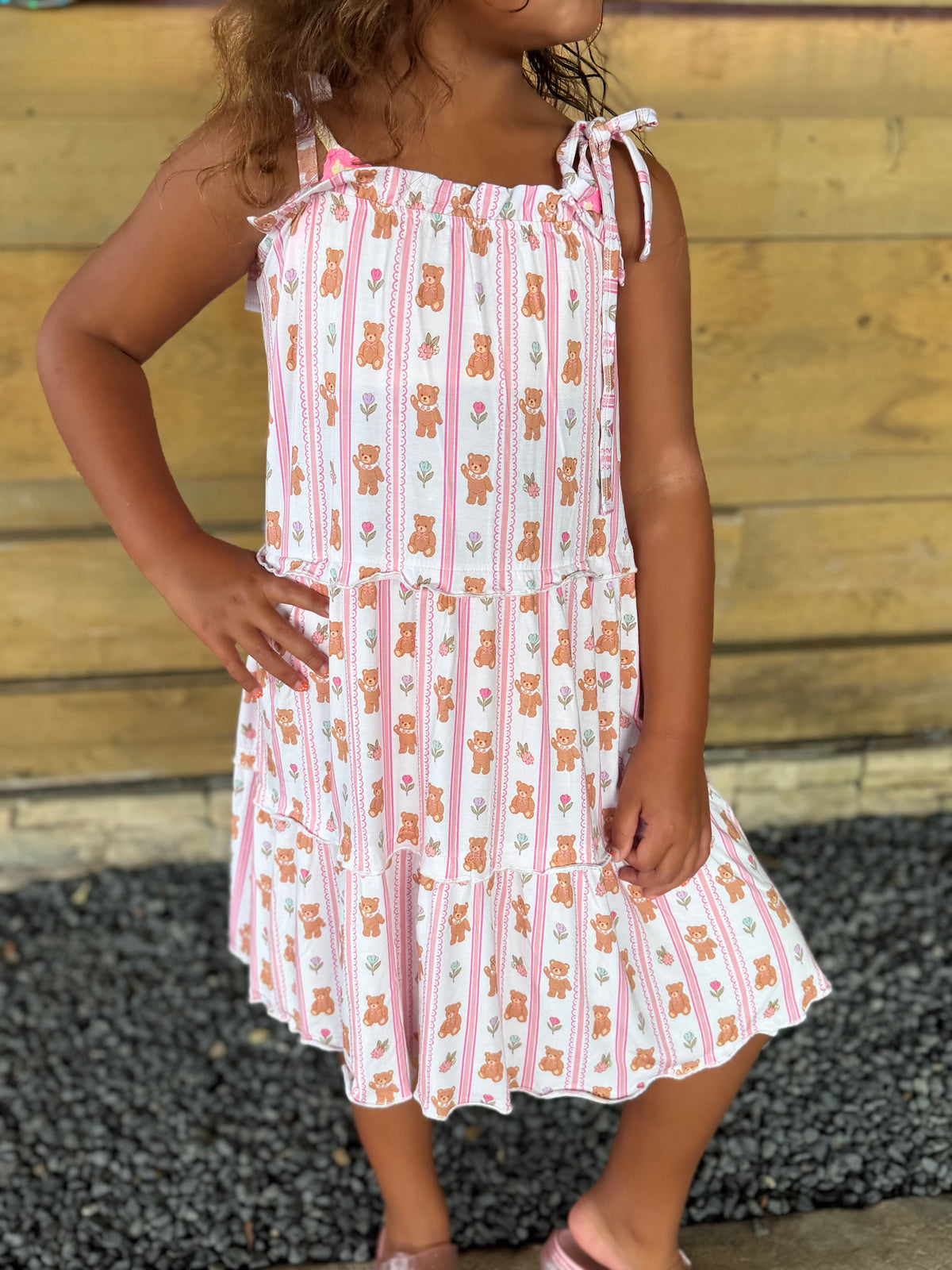 Teddy Tulips Tier Twirl Dress