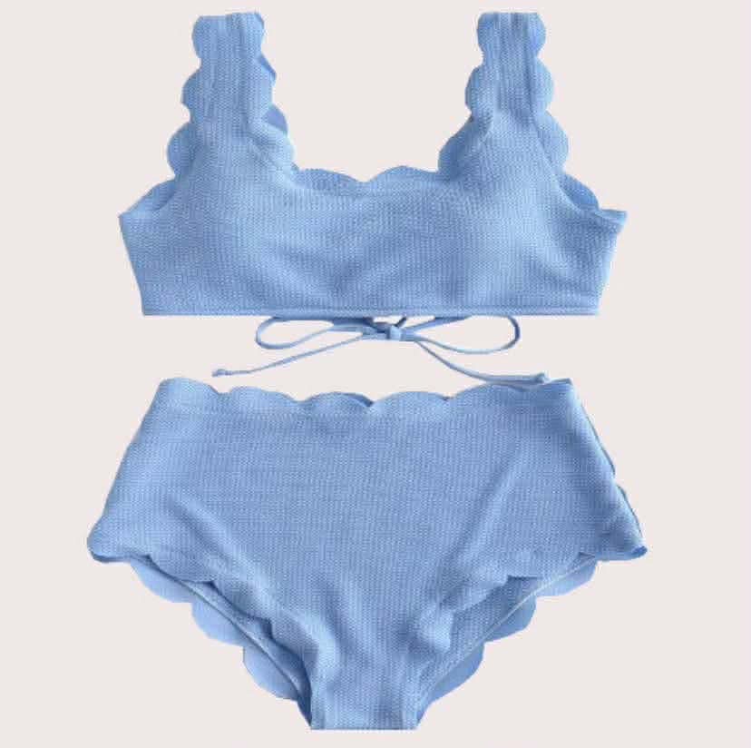 Scalloped High Waist Bikini Set