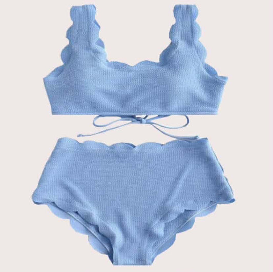 Scalloped High Waist Bikini Set