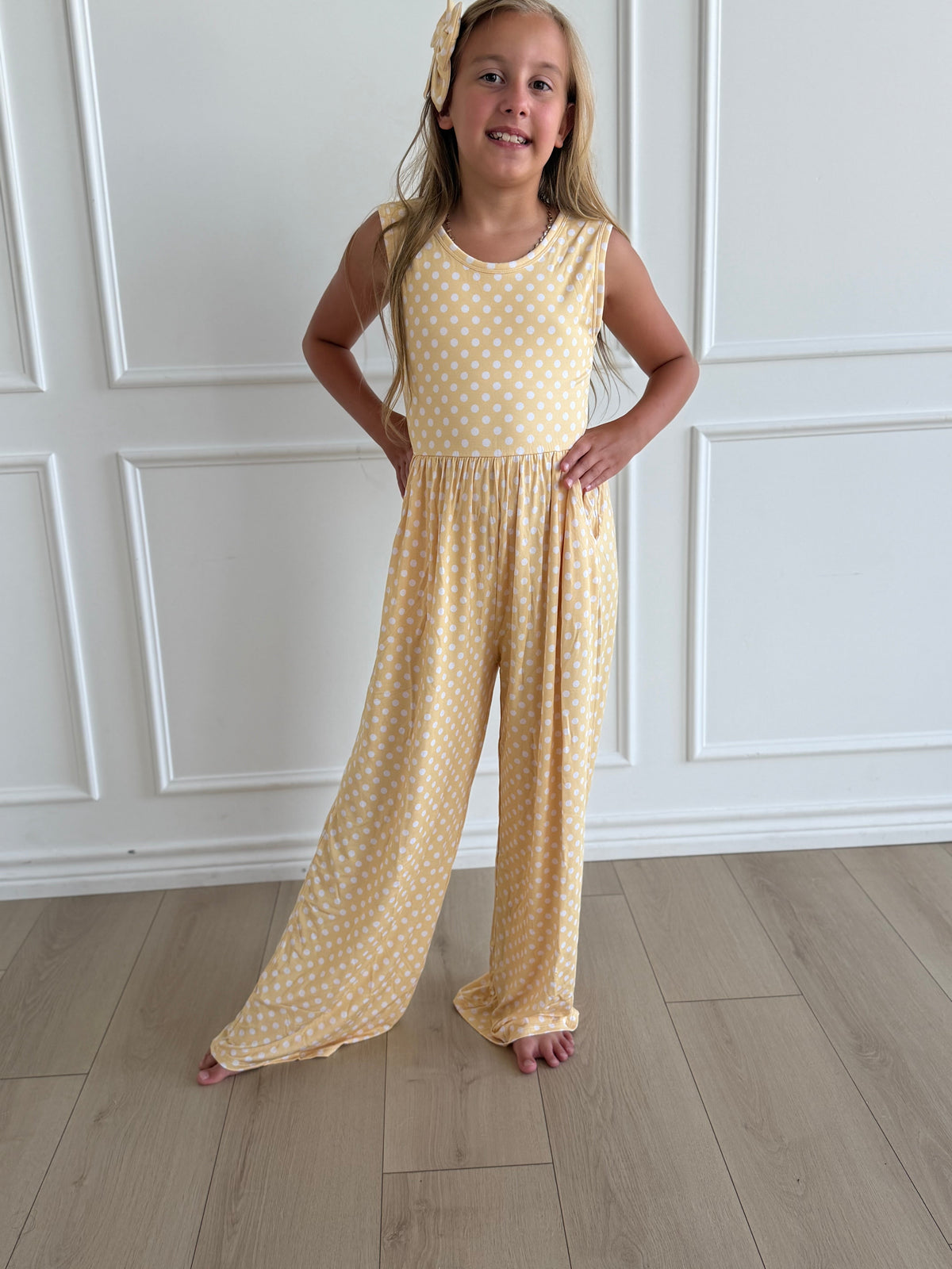 Yellow Polka Dot Tank Wide Leg Romper