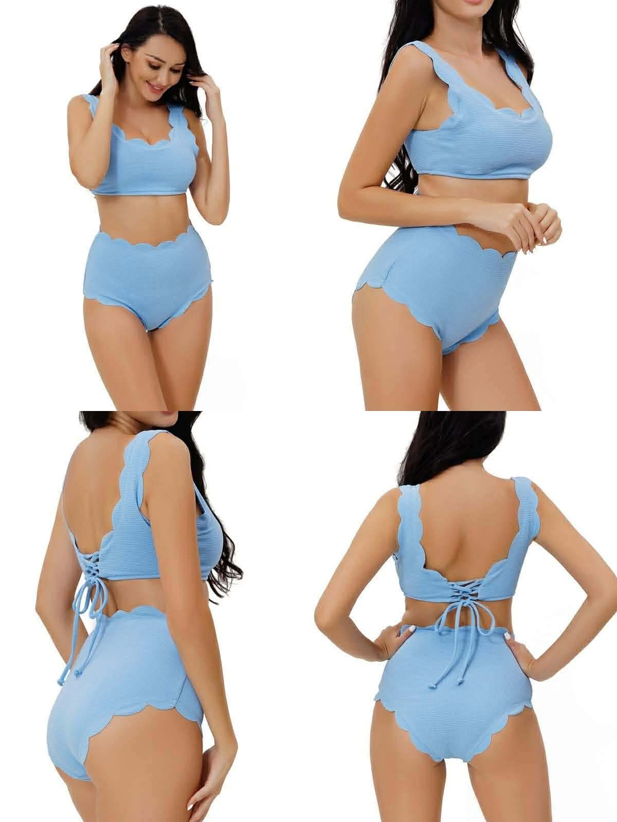 Scalloped High Waist Bikini Set