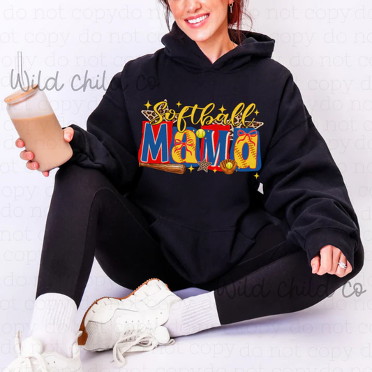 Softball Mama  - leave shirt color in comments at checkout