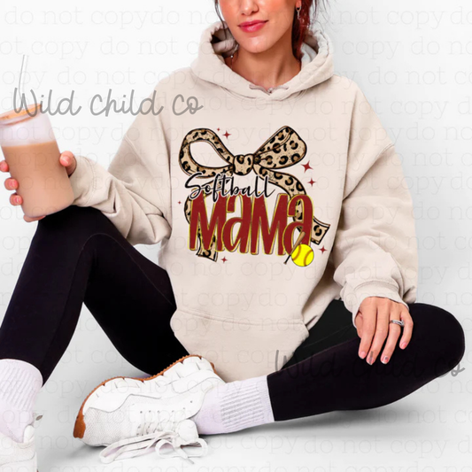 Softball Mama Leopard - leave shirt color in comments at checkout