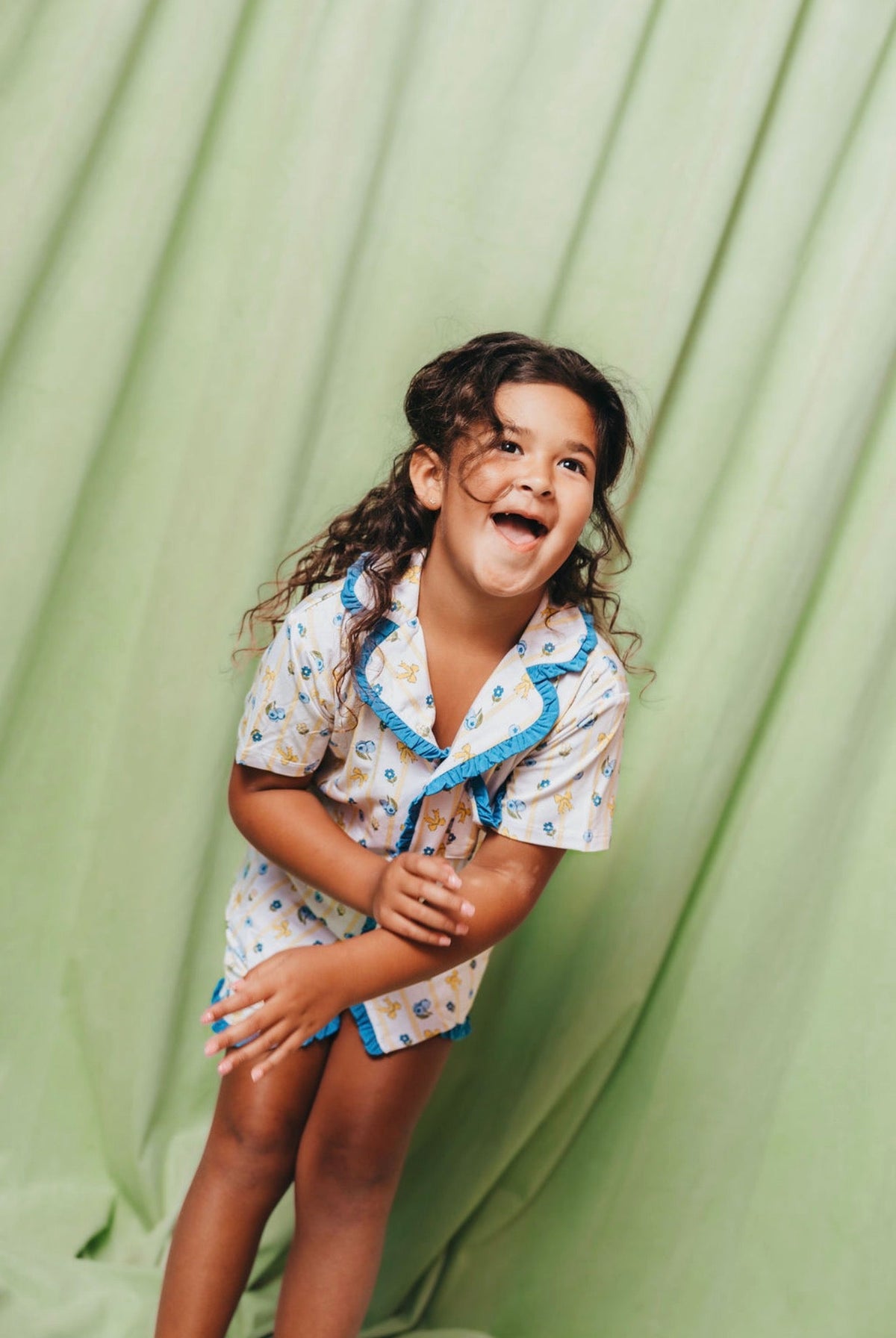 Blueberry Breeze Ruffle Button Up Short Set