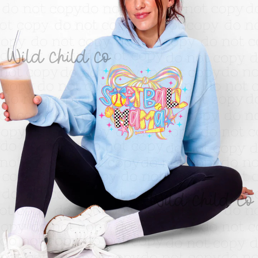 Softball Mama pink/blue - leave shirt color in comments at checkout