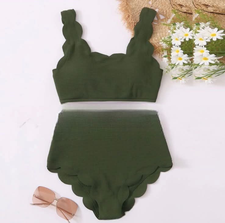 Scalloped High Waist Bikini Set