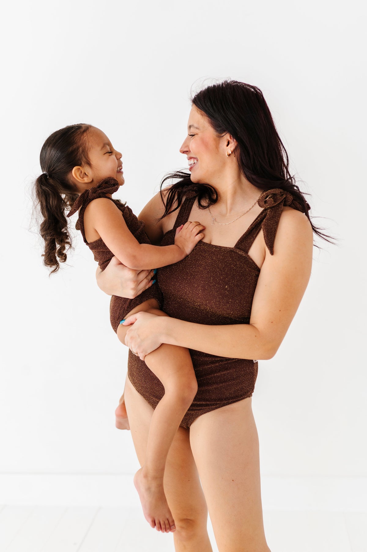 Brown Metallic Kids Swim Suit