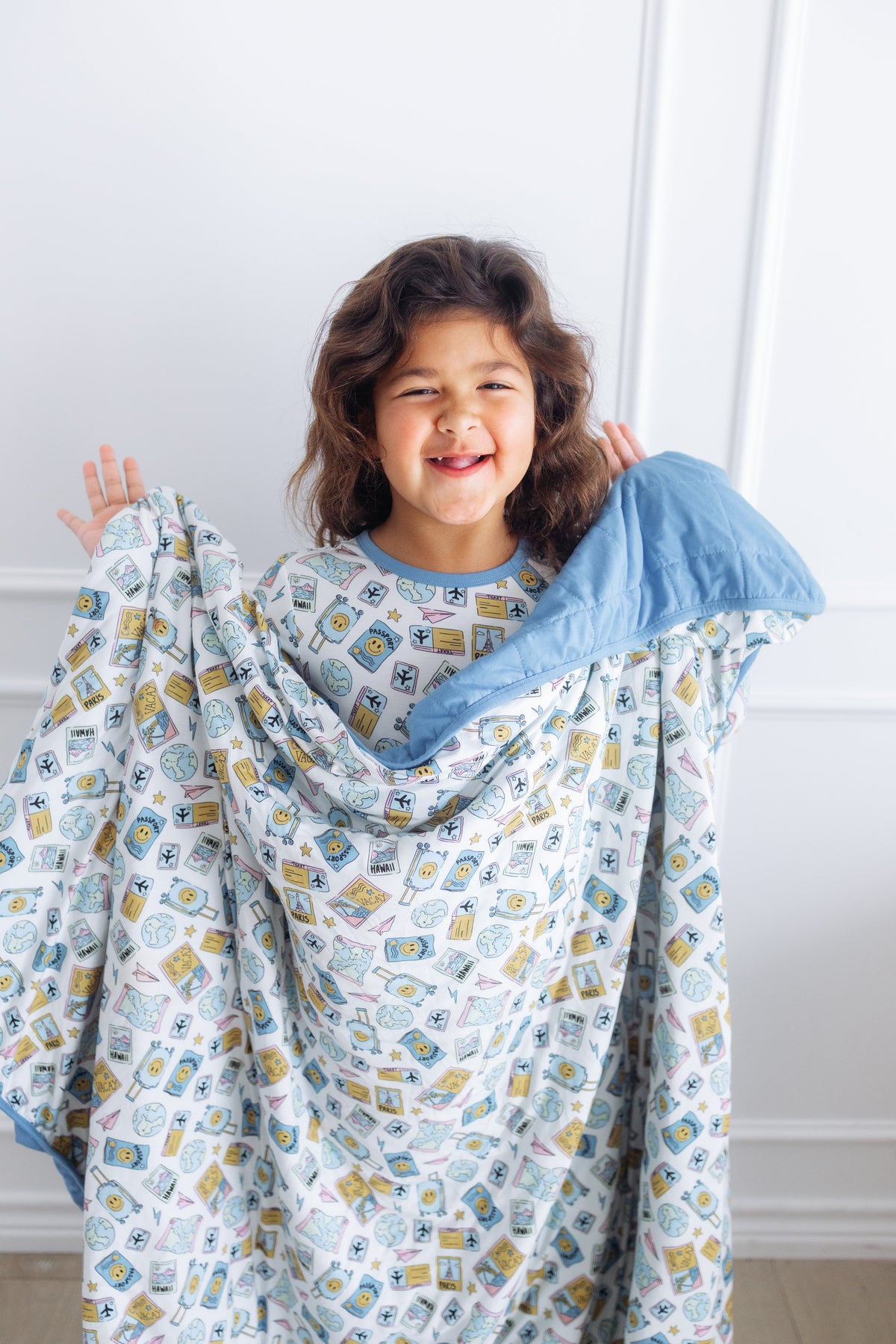 Jet Blue Skies Cloud Quilted Blanket