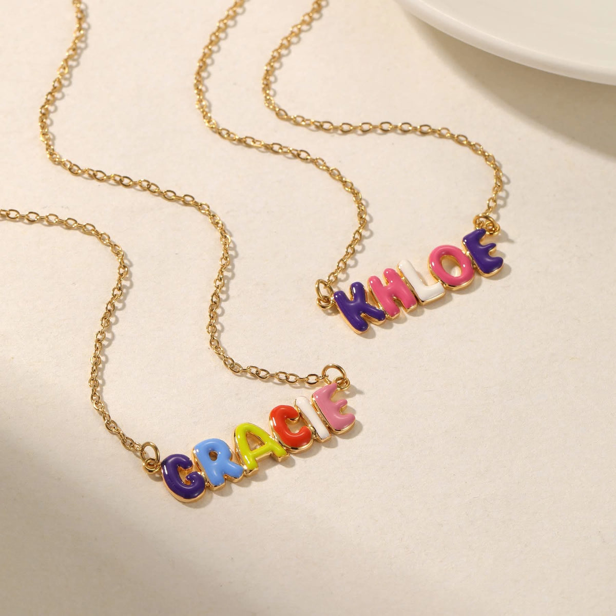 Colored Bubble Letter Necklace
