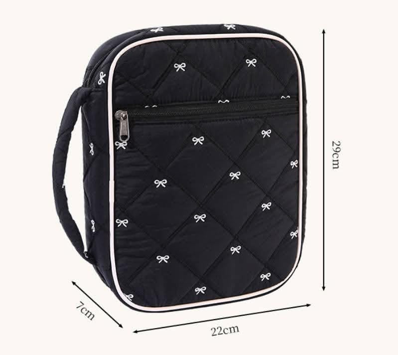 Quilted Bow Print Bible Cover Bag