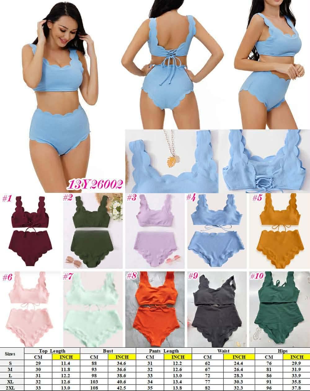 Scalloped High Waist Bikini Set