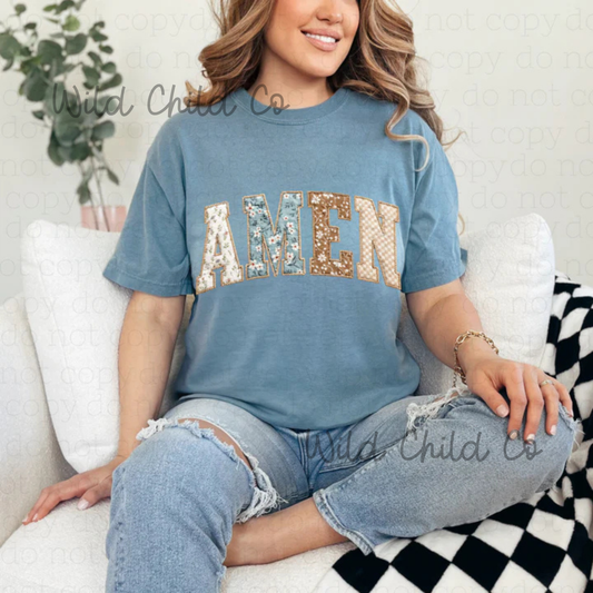 Amen  - leave shirt color in comments at checkout