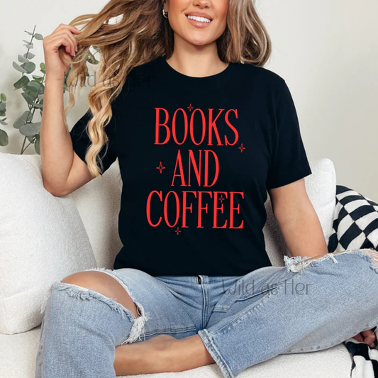 Books and Coffee - leave shirt color in comments at checkout