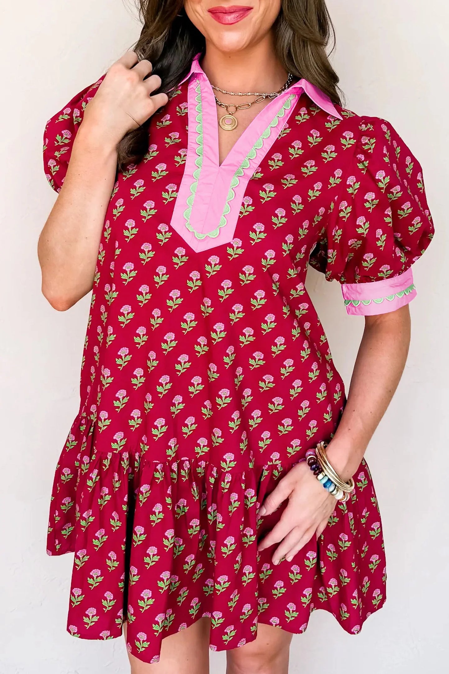 Red Floral Mini Dress