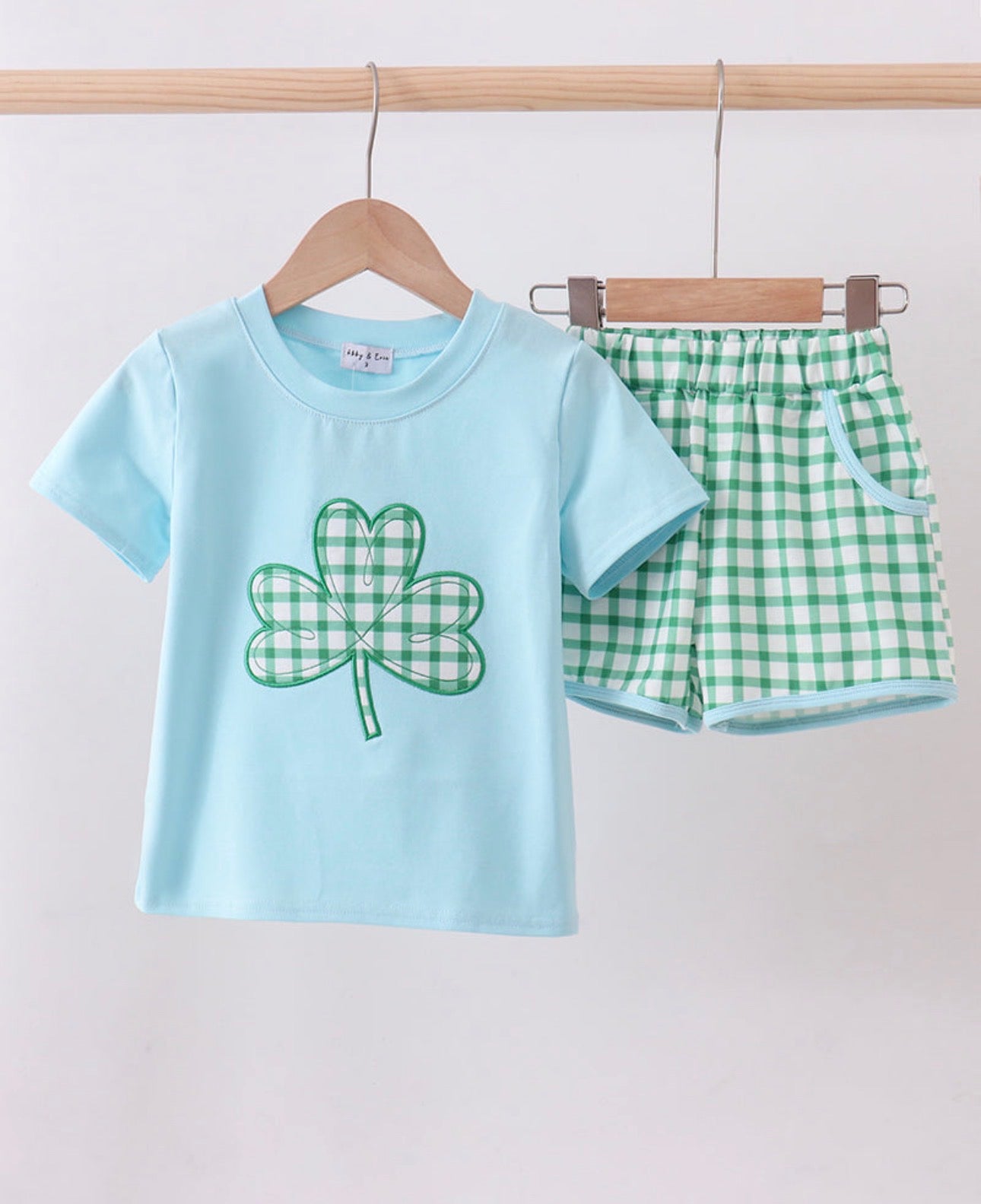Blue Clover Appliqué Short Set