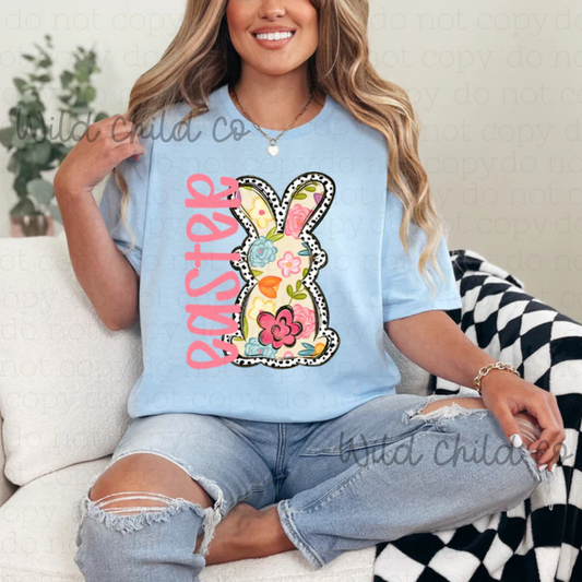 Easter Floral Bunny- leave shirt color in comments at checkout