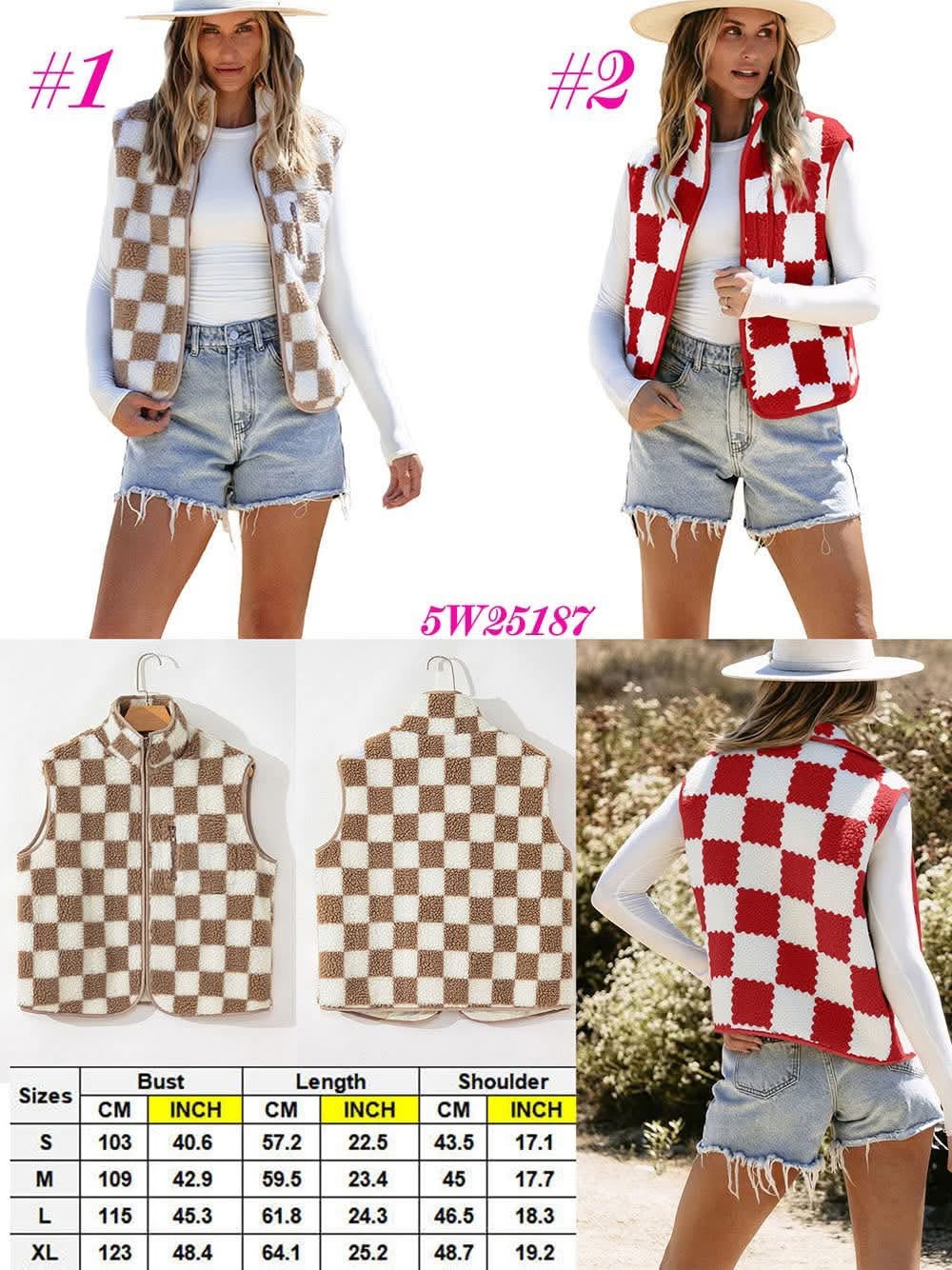 Checker Fleece Vest